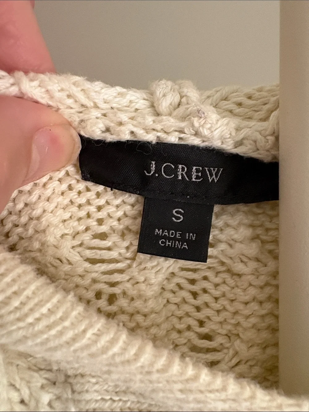 J. Crew Cream Cable-Knit Hooded Crewneck Sweater